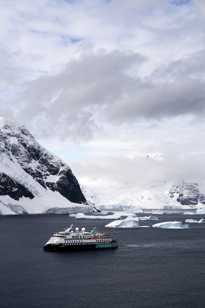 Ferry Swimming in a Mountain Valley in Winter