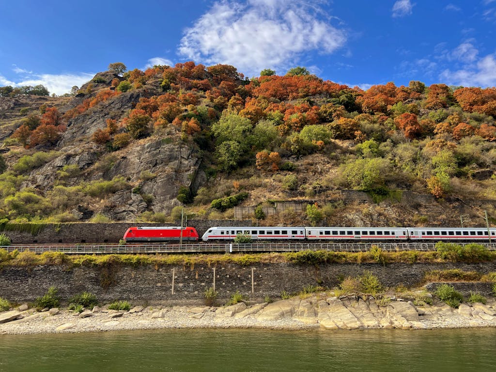 Train Passing near a River